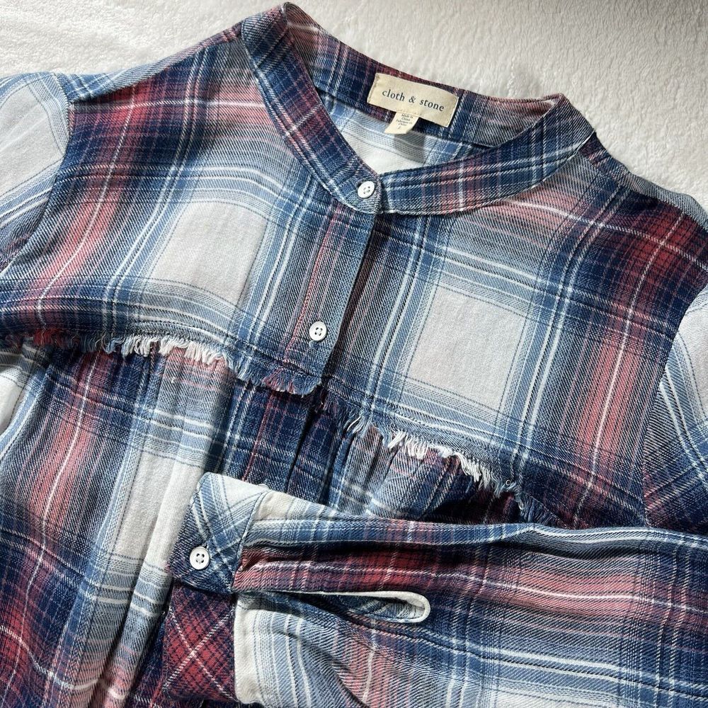Cloth‎ & Stone Anthropologie Women Large Plaid Long Sleeve Button Up Blouse